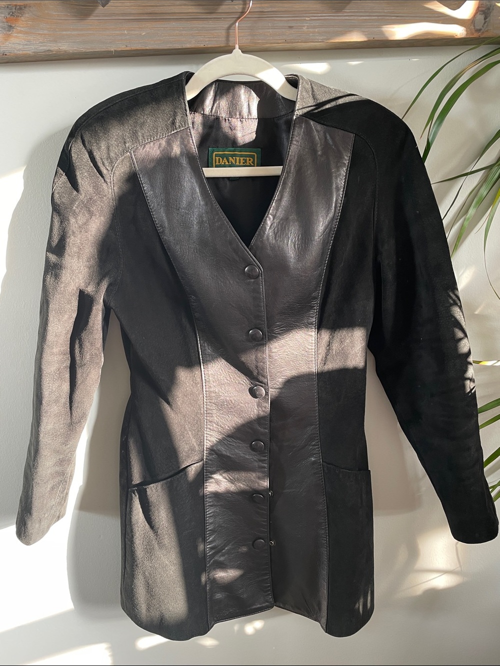 Danier Black Leather-Panel Women's Jacket
